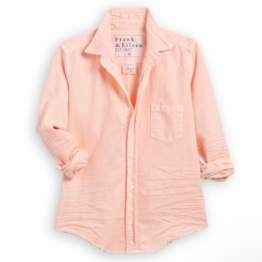 Frank & Eileen Barry Woven Button Up Shirt - Creamsicle Peach Orange Size Small